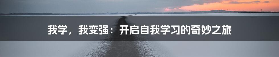 我学，我变强：开启自我学习的奇妙之旅