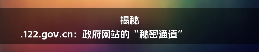 揭秘 .122.gov.cn：政府网站的“秘密通道”