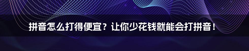 拼音怎么打得便宜？让你少花钱就能会打拼音！