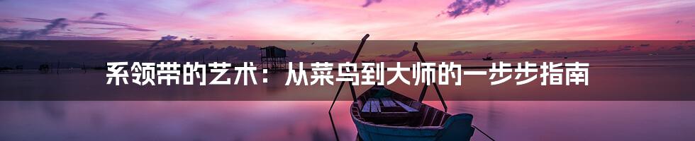 系领带的艺术：从菜鸟到大师的一步步指南