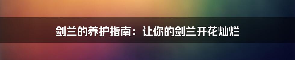 剑兰的养护指南：让你的剑兰开花灿烂