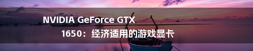 NVIDIA GeForce GTX 1650：经济适用的游戏显卡