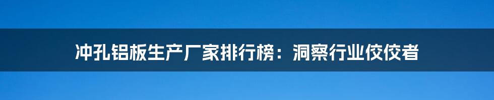 冲孔铝板生产厂家排行榜：洞察行业佼佼者