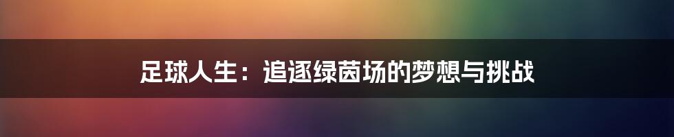 足球人生：追逐绿茵场的梦想与挑战