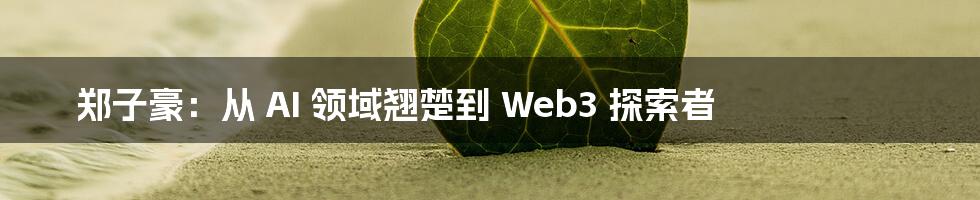 郑子豪：从 AI 领域翘楚到 Web3 探索者