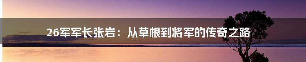 26军军长张岩：从草根到将军的传奇之路