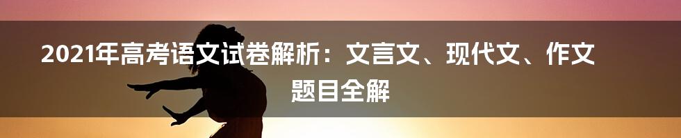 2021年高考语文试卷解析：文言文、现代文、作文题目全解