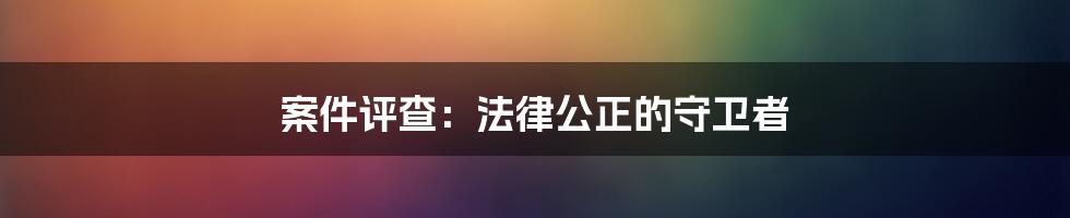 案件评查：法律公正的守卫者