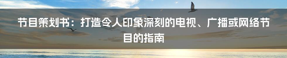 节目策划书：打造令人印象深刻的电视、广播或网络节目的指南