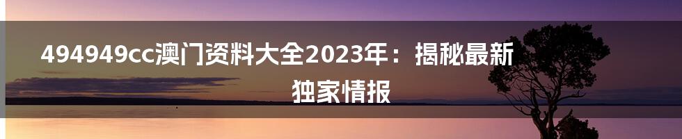 494949cc澳门资料大全2023年：揭秘最新独家情报