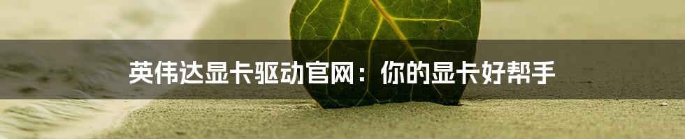 英伟达显卡驱动官网：你的显卡好帮手