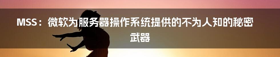 MSS：微软为服务器操作系统提供的不为人知的秘密武器