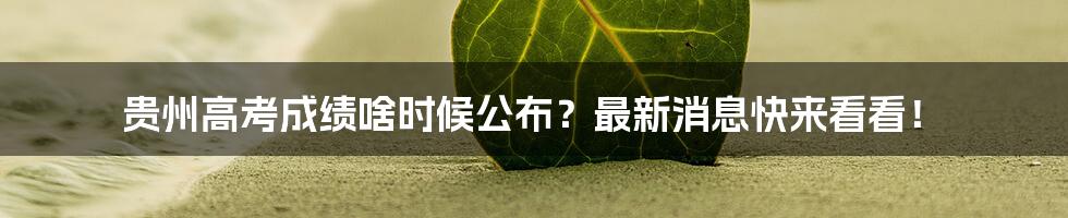 贵州高考成绩啥时候公布？最新消息快来看看！