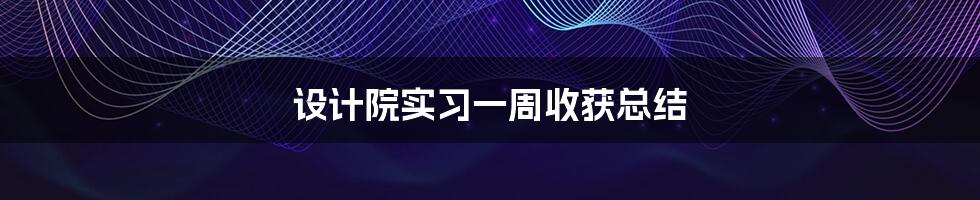 设计院实习一周收获总结