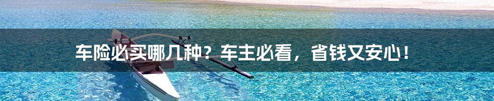 车险必买哪几种？车主必看，省钱又安心！