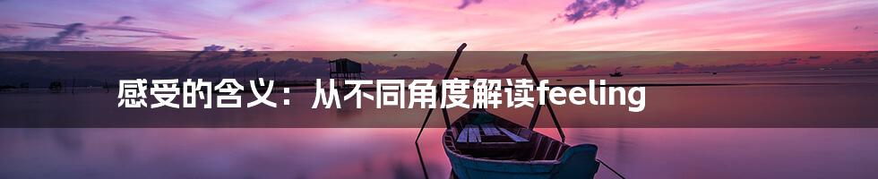 感受的含义：从不同角度解读feeling