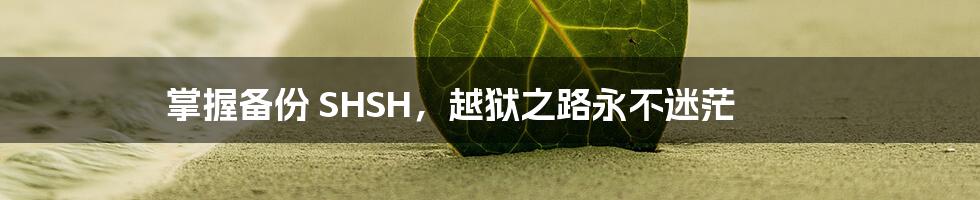 掌握备份 SHSH，越狱之路永不迷茫