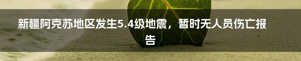 新疆阿克苏地区发生5.4级地震，暂时无人员伤亡报告