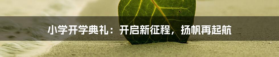 小学开学典礼：开启新征程，扬帆再起航