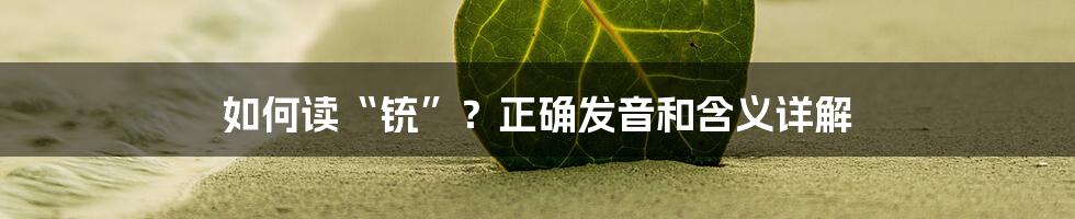 如何读“铳”？正确发音和含义详解