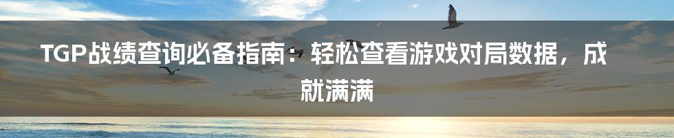 TGP战绩查询必备指南：轻松查看游戏对局数据，成就满满