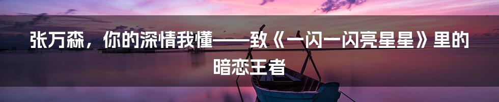 张万森，你的深情我懂——致《一闪一闪亮星星》里的暗恋王者