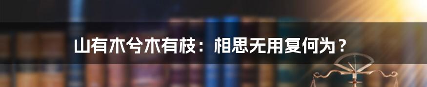 山有木兮木有枝：相思无用复何为？