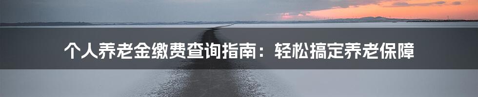 个人养老金缴费查询指南：轻松搞定养老保障