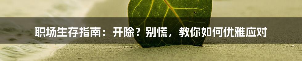 职场生存指南：开除？别慌，教你如何优雅应对