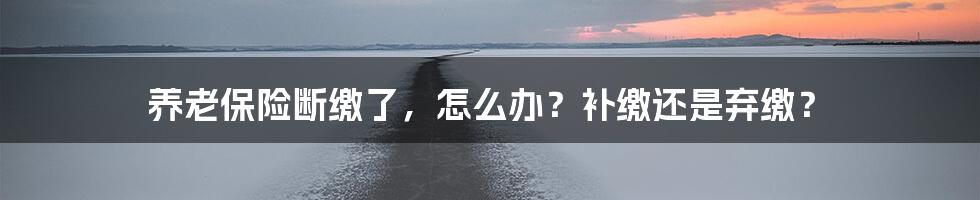 养老保险断缴了，怎么办？补缴还是弃缴？