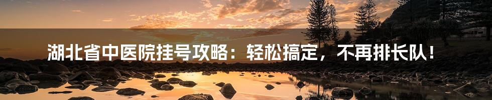 湖北省中医院挂号攻略：轻松搞定，不再排长队！