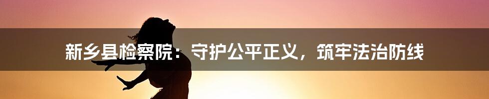 新乡县检察院：守护公平正义，筑牢法治防线