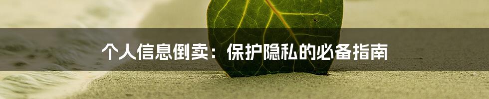 个人信息倒卖：保护隐私的必备指南