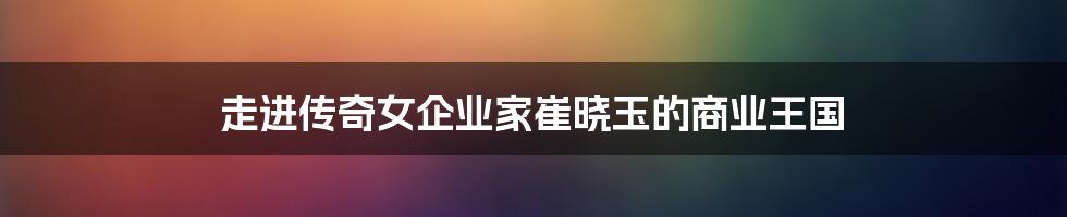 走进传奇女企业家崔晓玉的商业王国