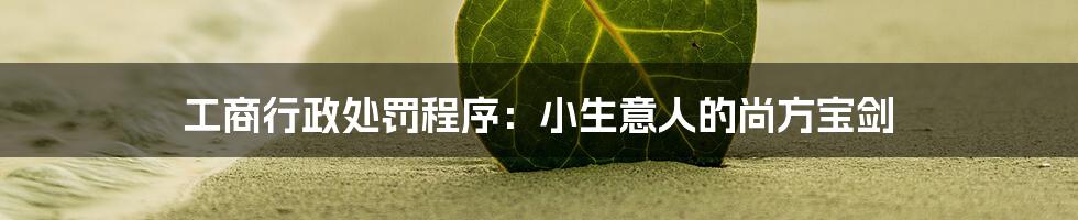 工商行政处罚程序：小生意人的尚方宝剑