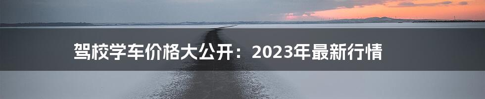 驾校学车价格大公开：2023年最新行情