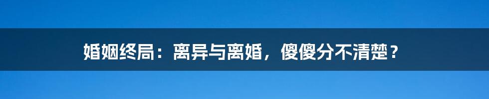 婚姻终局：离异与离婚，傻傻分不清楚？