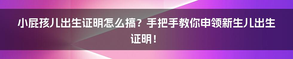 小屁孩儿出生证明怎么搞？手把手教你申领新生儿出生证明！