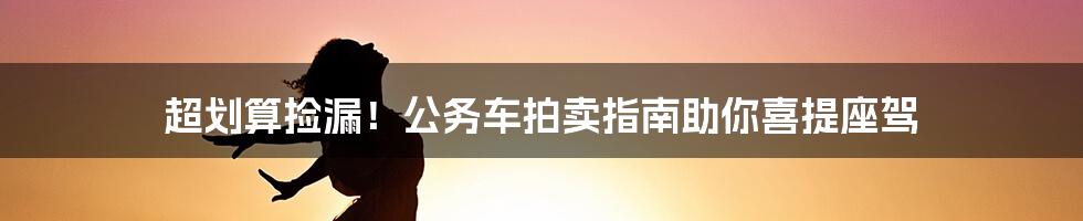 超划算捡漏！公务车拍卖指南助你喜提座驾