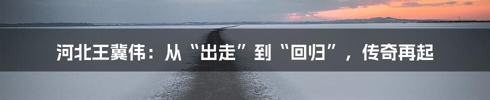 河北王冀伟：从“出走”到“回归”，传奇再起