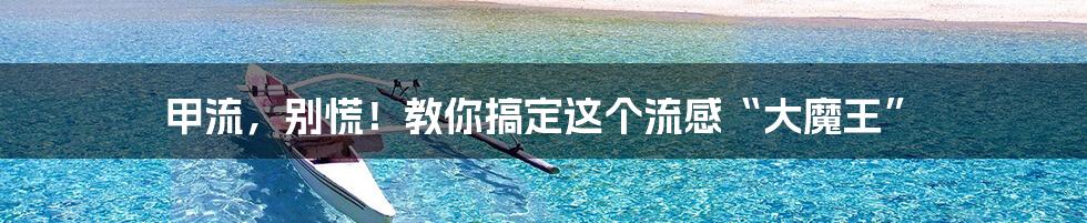 甲流，别慌！教你搞定这个流感“大魔王”