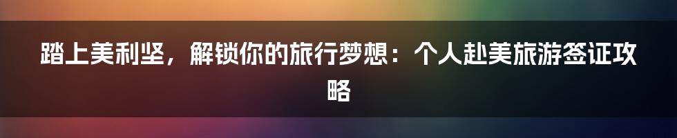 踏上美利坚，解锁你的旅行梦想：个人赴美旅游签证攻略