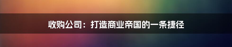 收购公司：打造商业帝国的一条捷径