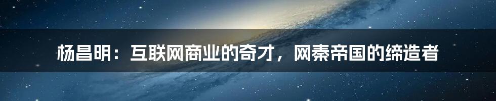 杨昌明：互联网商业的奇才，网秦帝国的缔造者