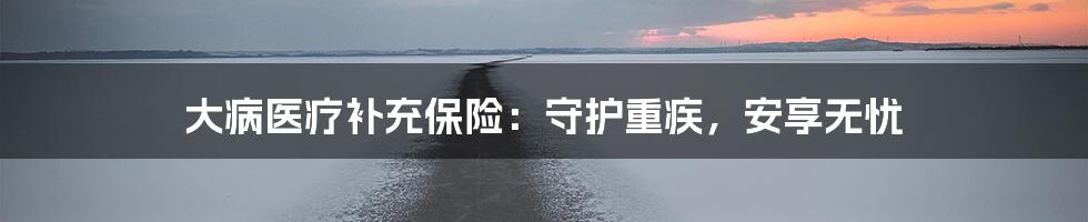 大病医疗补充保险：守护重疾，安享无忧