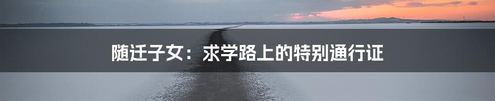 随迁子女：求学路上的特别通行证