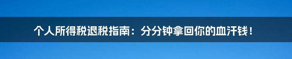 个人所得税退税指南：分分钟拿回你的血汗钱！