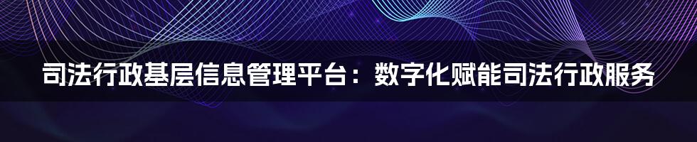 司法行政基层信息管理平台：数字化赋能司法行政服务