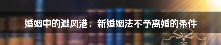 婚姻中的避风港：新婚姻法不予离婚的条件