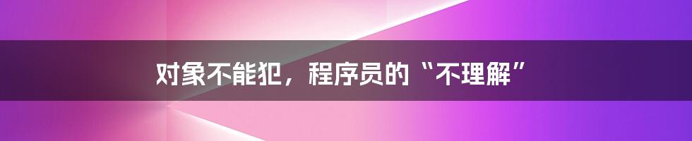 对象不能犯，程序员的“不理解”